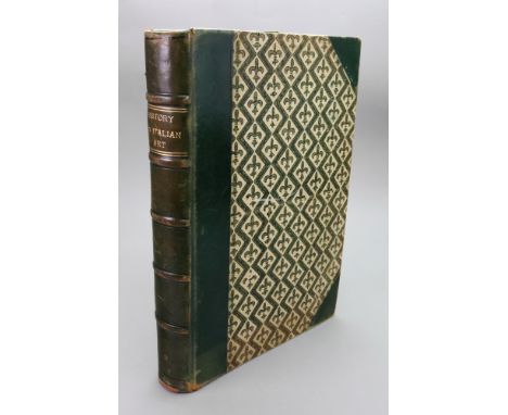 History of Italian Art, a hand written volume annotated with postcards, n.d., half gilt green crushed morocco, with fleur de 