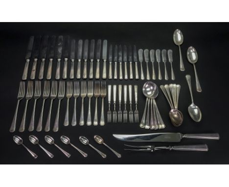 An electroplate canteen of Athenian pattern flatware and cutlery, Mappin &amp; Webb, initialled 'E', 64 pieces, for six perso