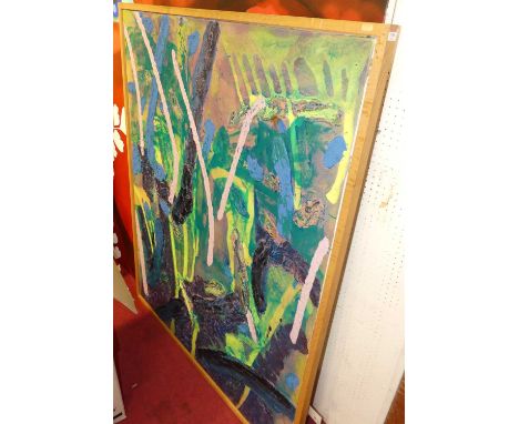 Contemporary abstract school - Untitled, heavy palette knife acrylic on canvas, 152.5 x 121.5cm 