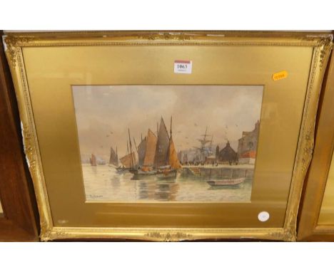 R. Hayes - Harbour scene, watercolour, signed lower left, 25 x 35cm 