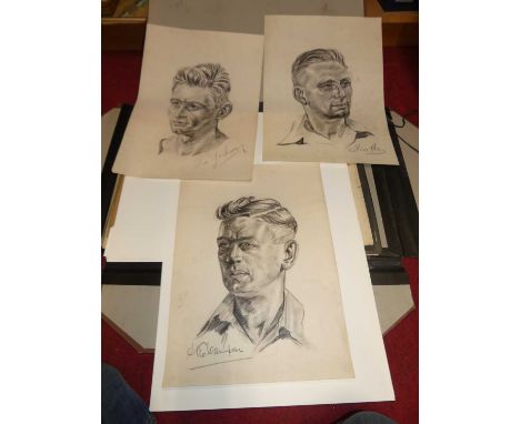 George Taylor (1914-1996) Artist's folio containing a large number of portrait sketches in chalks and pencil of servicemen in