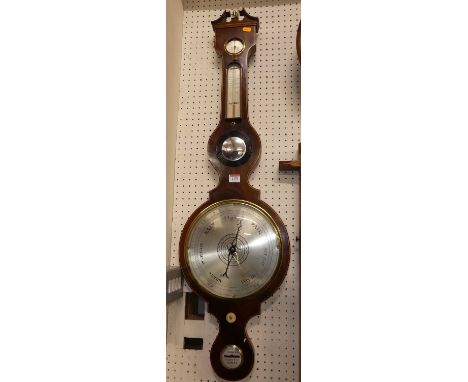 A 19th century mahogany four-dial wheel barometer, the lower scale signed Chenery Olland Street Bungay, h.104cmIvory submissi