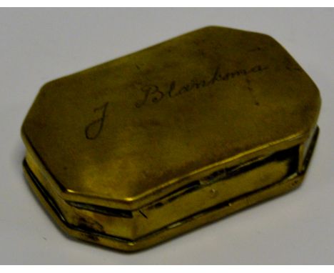 An 18th century Dutch brass snuff or tobacco box