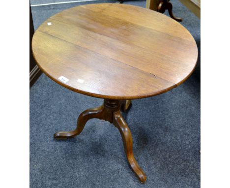 A George III oak tripod occasional table, c.1800