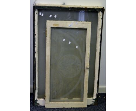 Industrial Salvage - early 20th Century frosted and embossed sash window panels depicting flowering wisteria (3)