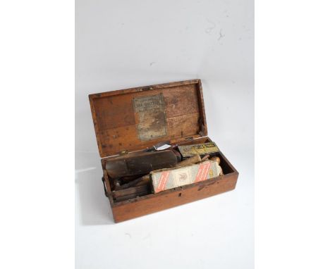 Early 20th century 'Gentleman's Oak Tool Chest', and contents of tools to include a Bailey No.4 woodworking plane, a combinat
