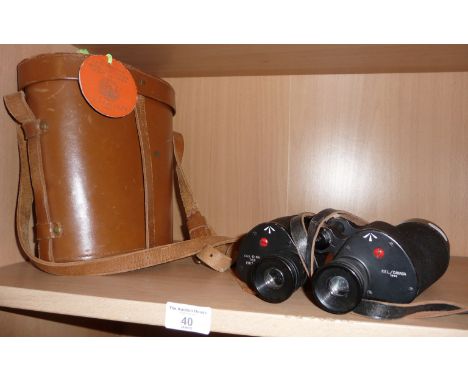 WW2 REL / Canada 1944 7 x 50 binoculars in leather case, broad arrow, good condition