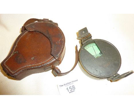 J. Hicks military prismatic marching compass and clinometer with leather case (c. WW1)