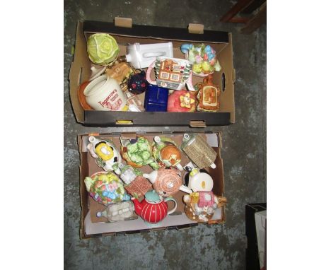 Novelty Ceramic teapot and money boxes including cottage ware teapots NatWest piggybank (2 boxes) 