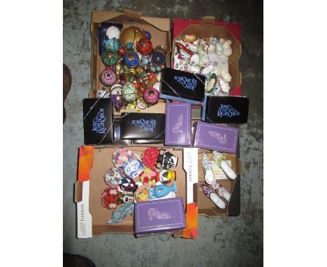 House of Faberge musical eggs, six Floral Treasures ornaments and a collection of ceramic shoes, (4 boxes) 