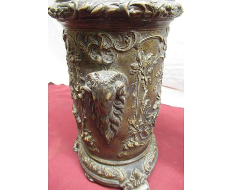 Late C19th German jardinière stand, relief decorated with rams heads and wild boar and stag hunting scenes impressed no:262 H