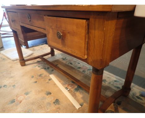 Antique Second Empire French writing desk with leather top and bronze fittings 130W x 73H x 60D cm CONDITION REPORT: The desk
