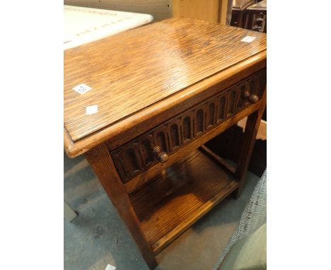 Oak hall table with drawer and shelf