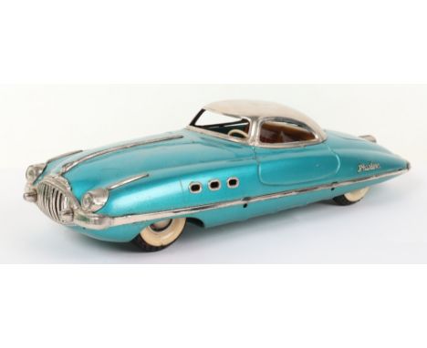 Tippco tinplate 960 Phantom Futuristic Sports car, 1950s, finished in metallic blue with silver hood, chrome grill and detail