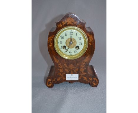 Victorian Mahogany Inlaid Mantel Clock with Striking Movement 