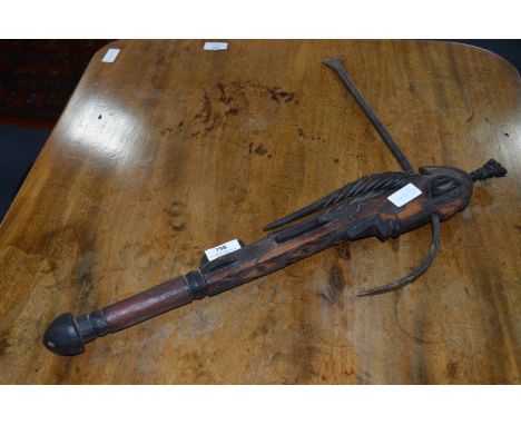 Carved Wood African Tribal Axe 