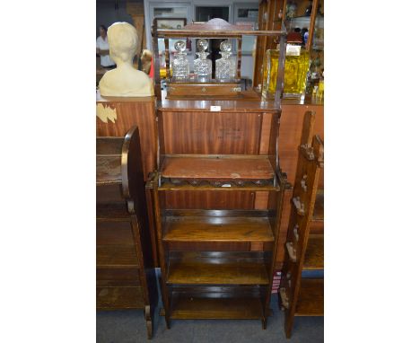 Mahogany Wall Mounted Graduating Shelf and an Oak Floor Standing Bookshelf 