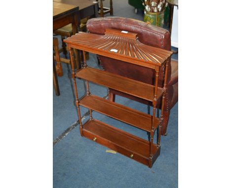 Reproduction Mahogany Four Tier Shelf Unit with Single Drawer 