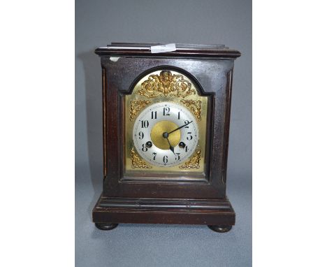 Mahogany Cased Mantel Clock with Brass Face 