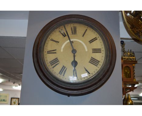 Circular Mahogany Cased School Clock 