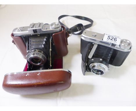 BELLOWS CAMERAS. Vintage leather cased Zeiss Altar bellows camera and a Voightlander bellows camera