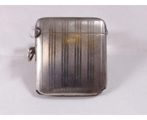 SILVER VESTA CASE. Hallmarked silver Aspreys, London engine turned vesta case, Chester 1924