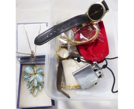 COSTUME JEWELLERY. Quantity of assorted costume jewellery, wristwatches and a lighter 