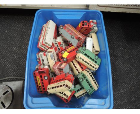 A box of playworn diecasts, Dinky &amp; Corgi Buses