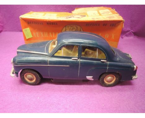 A Victory Industries 1:18 scale battery operated plastic model, Vauxhall Velox, dark blue having cream interior, in original 