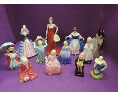 Eleven mixed vintage Royal Doulton figues and figurines including River Boy HN2128, Make Believe HN2225, Rose HN1368, This Li
