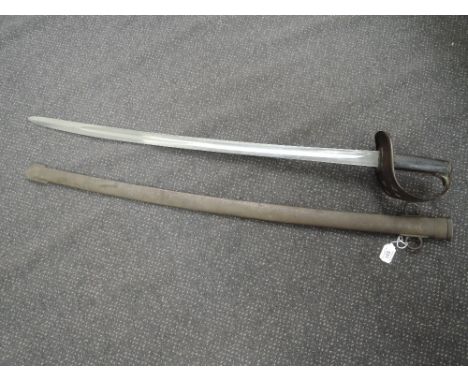 A British Cavalry Trooper's sword 1882 pattern with metal scabbard, military marks and makers nake Solingen Eyersbergh, Germa