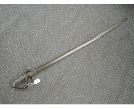 A British Cavalry Trooper's sword 1853, pattern engrave blade, makers name unreadable, no scabbard