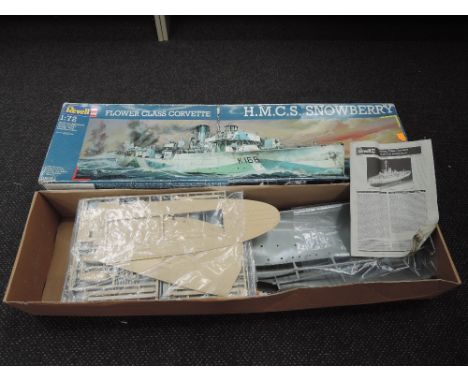 A Revell 1:72 scale plastic kit, HMCS Snowberry 05061, appears unmade and boxed