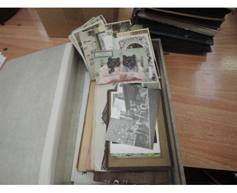 A collection of postcards, booklets, photographs, mainly Blackpool, Fleetwood, Cleveleys area, including black and white phot