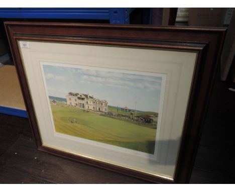 A framed print after Graeme W Baxter, R &amp; A St Andrews, signed and dated 90