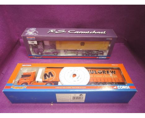 Two Corgi limited edition 1:50 scale diecast advertising articulated wagons, RS Carmichael, boxed CC12930 and Mulgrew, boxed 