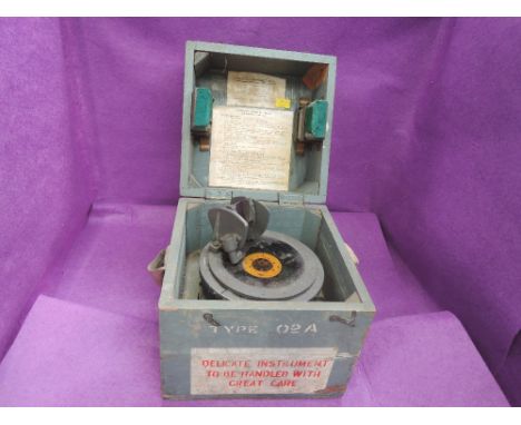A military Gimal Compass type 02A by A.M., in wooden box with azimuth circle sighting