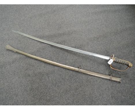 A British Infantry Officer's sword 1822 pattern, with metal scabbard with engraved blade and makers name, Buckmaster, 3 New B