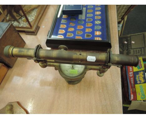 An early Abraham, Liverpool, brass surveyor's level, with spirit level and compass with tripod stand