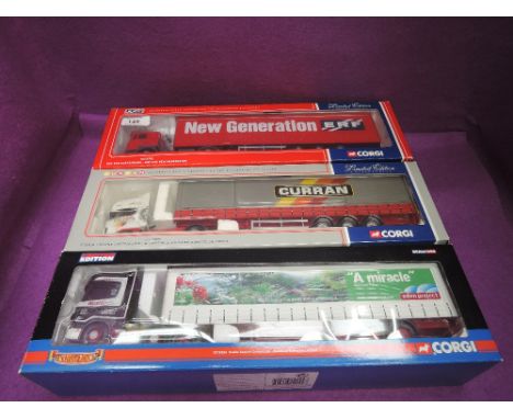 Three Corgi Limited Edition 1:50 scale diecast advertising articulated wagon, Westfield Transport CC12924, Curran CC12907 and