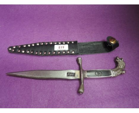 A German E F Horster Solingen knife/dagger of possibly letter opener, in modern scabbard