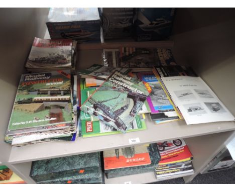 A shelf of 1970's and later Railway Magazine, Modeller and similar magazines along with similar various catalogues