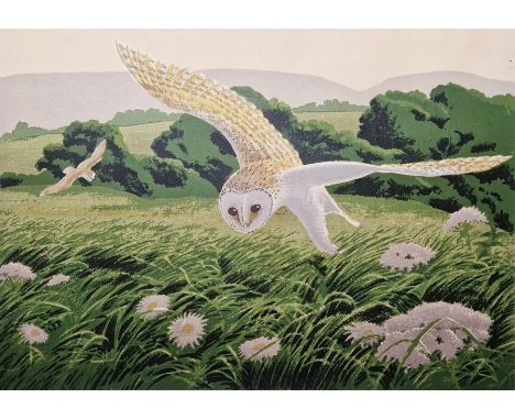 John Tennent (20th century school)Limited edition print "Hunting Barn Owls", no.7/60, signed to the margin in pencil and date