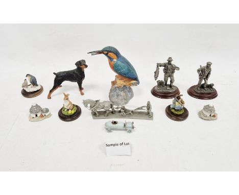 Quantity of assorted ceramic and metalware&nbsp;to include a Spode figure of a kingfisher, Merlin Fine Arts metal figures of 