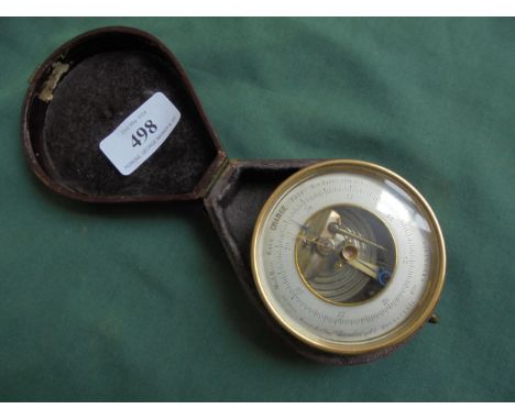 Small barometer in folding leather case, 19th century 