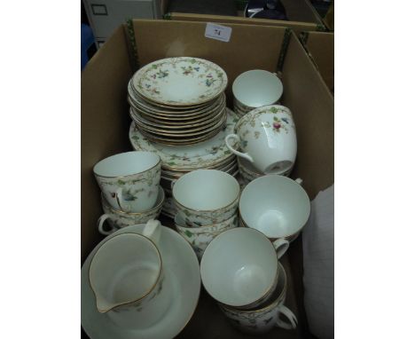 Selection of tea service to include 12 cups, 12 saucers, 2 large plates and side plates by Atlas China, England