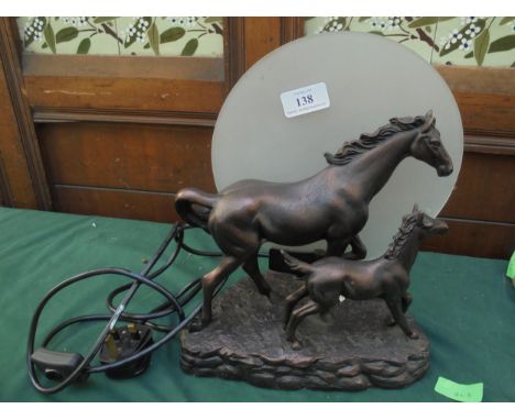 Modern table lamp with horse and foal figures