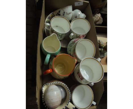 Small selection of coffee cups by Royal Worcester, 2 decorative plates, mid-20th century jugs and a Royal Worcester bone chin