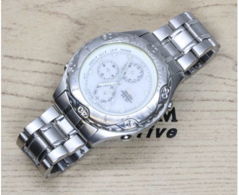 A Citizen Eco Drive Chronograph WR200 stainless steel wristwatch, case diameter 41mm, stainless steel bracelet strap, with as