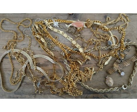 A parcel of assorted vintage gold plated costume jewellery.  